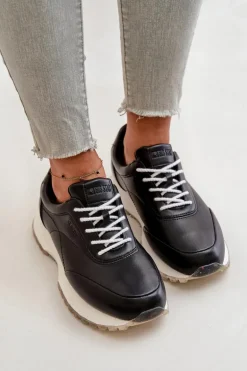 Damskie Sneakersy Buty Sportowe Z Eko Skóry Big Star OO274024 Hi-Poly System Czarne