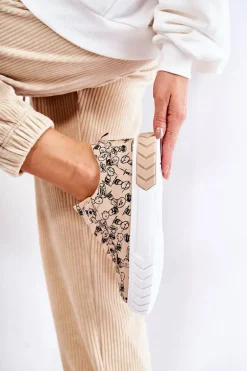 Damskie Sneakersy Buty Sportowe W Print Beżowe Awersa