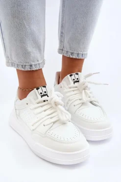 Damskie Sneakersy Eko Skórzane Białe Avanalis