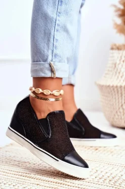 Damskie Sneakersy Lu Boo z Siateczką Czarne Morgono