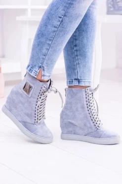 Damskie Sneakersy Lu Boo Z Łańcuchami Zamszowe Niebieskie Monica