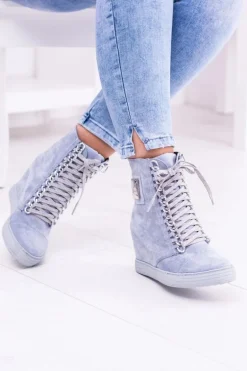 Damskie Sneakersy Lu Boo Z Łańcuchami Zamszowe Niebieskie Monica