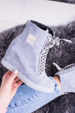 Damskie Sneakersy Lu Boo Z Łańcuchami Zamszowe Niebieskie Monica