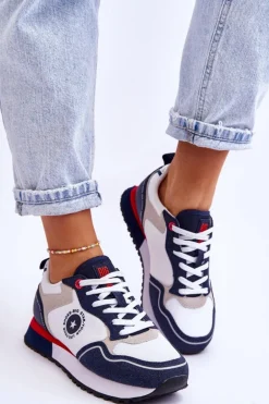 Damskie Sneakersy Memory Foam System Big Star LL274538 Biało-Granatowe
