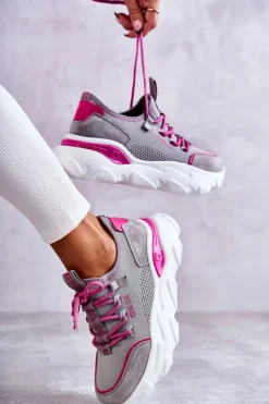 Damskie Sneakersy Memory Foam System Big Star KK274030 Szare