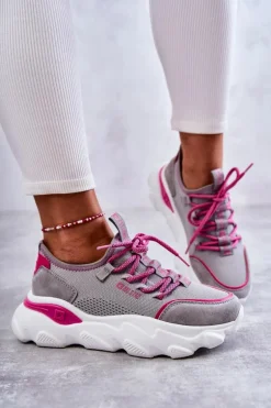 Damskie Sneakersy Memory Foam System Big Star KK274030 Szare