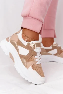 Damskie Sneakersy Na Dużej Podeszwie Beżowe Yolo