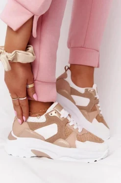 Damskie Sneakersy Na Dużej Podeszwie Beżowe Yolo