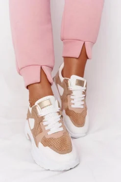 Damskie Sneakersy Na Dużej Podeszwie Beżowe Yolo