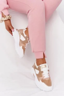 Damskie Sneakersy Na Dużej Podeszwie Beżowe Yolo