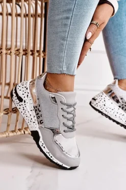 Damskie Sneakersy Na Koturnie Srebrne Avery