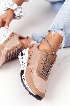 Damskie Sneakersy Na Koturnie Różowe Złoto Avery