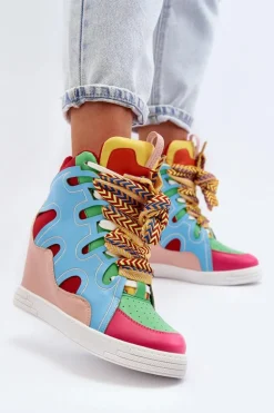 Damskie Sneakersy Na Koturnie Multikolor Leoppa