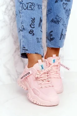 Damskie Sneakersy Na Masywnej Podeszwie Różowe Laugh