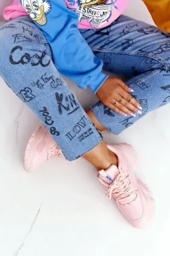 Damskie Sneakersy Na Masywnej Podeszwie Różowe Laugh