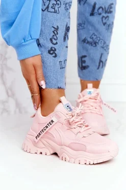 Damskie Sneakersy Na Masywnej Podeszwie Różowe Laugh