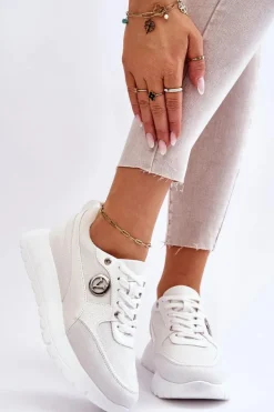 Damskie Sneakersy Na Platformie Białe Chana