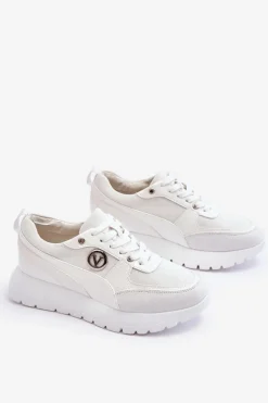 Damskie Sneakersy Na Platformie Białe Chana
