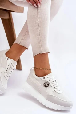 Damskie Sneakersy Na Platformie Białe Chana