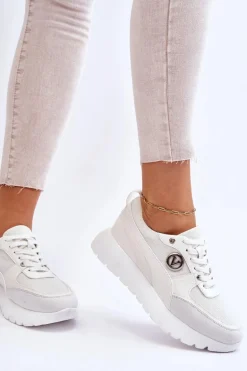Damskie Sneakersy Na Platformie Białe Chana