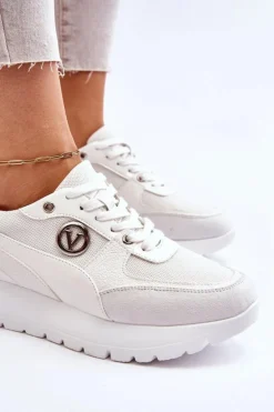 Damskie Sneakersy Na Platformie Białe Chana