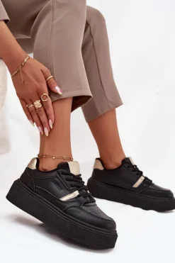 Damskie Sneakersy Na Platformie Big Star SS274360 Czarne