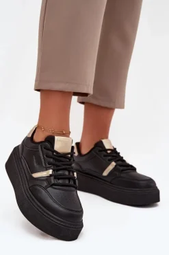 Damskie Sneakersy Na Platformie Big Star SS274360 Czarne