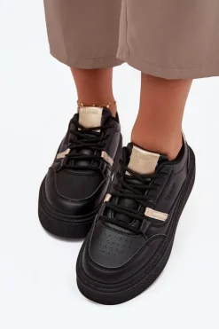 Damskie Sneakersy Na Platformie Big Star SS274360 Czarne