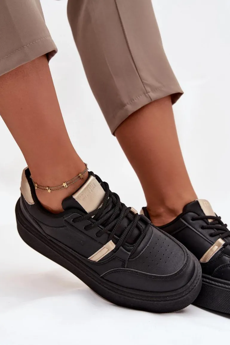 Damskie Sneakersy Na Platformie Big Star SS274360 Czarne