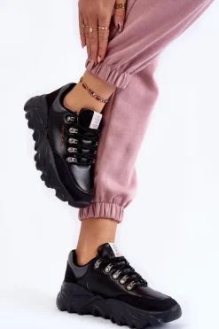 Damskie Sneakersy Na Platformie Cross Jeans KK2R4073C Czarne