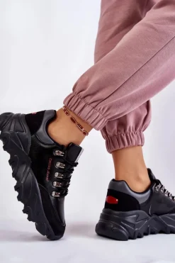 Damskie Sneakersy Na Platformie Cross Jeans KK2R4073C Czarne