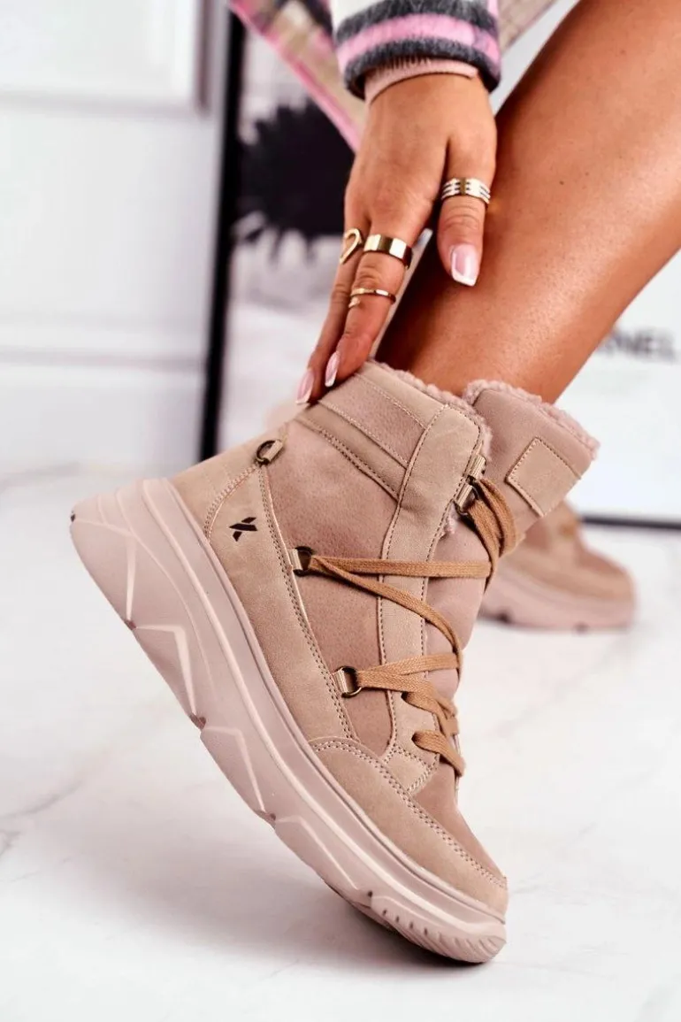 Damskie Sneakersy Śniegowce Beżowe Missy