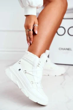 Damskie Sneakersy Śniegowce Białe Missy