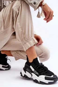 Damskie Sneakersy Skarpetkowe Wsuwane Czarne Keaton