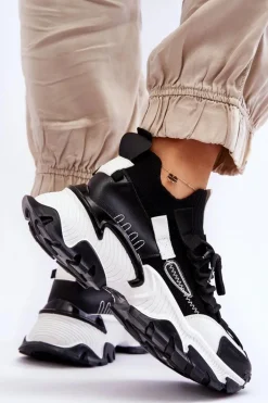 Damskie Sneakersy Skarpetkowe Wsuwane Czarne Keaton