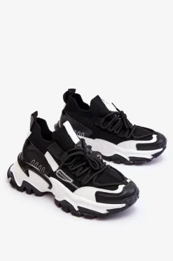 Damskie Sneakersy Skarpetkowe Wsuwane Czarne Keaton