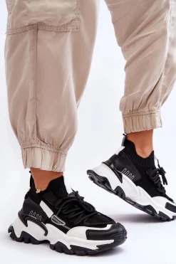 Damskie Sneakersy Skarpetkowe Wsuwane Czarne Keaton