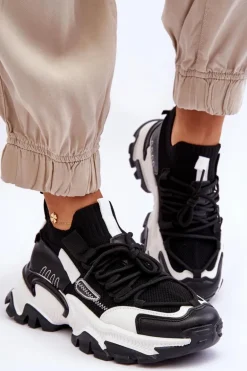 Damskie Sneakersy Skarpetkowe Wsuwane Czarne Keaton