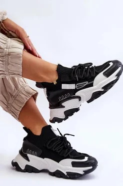 Damskie Sneakersy Skarpetkowe Wsuwane Czarne Keaton