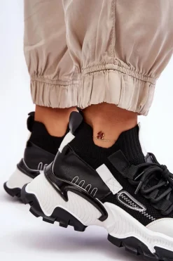 Damskie Sneakersy Skarpetkowe Wsuwane Czarne Keaton