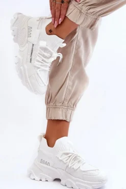 Damskie Sneakersy Skarpetkowe Wsuwane Białe Keaton