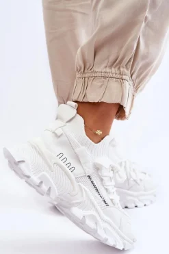 Damskie Sneakersy Skarpetkowe Wsuwane Białe Keaton