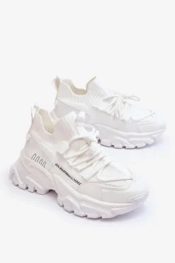 Damskie Sneakersy Skarpetkowe Wsuwane Białe Keaton