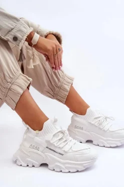 Damskie Sneakersy Skarpetkowe Wsuwane Białe Keaton