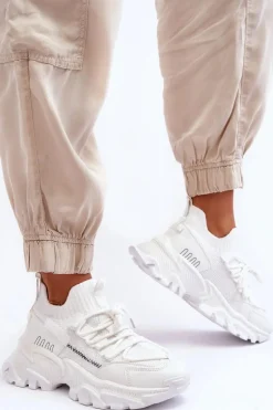 Damskie Sneakersy Skarpetkowe Wsuwane Białe Keaton