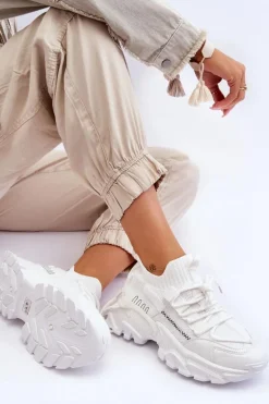 Damskie Sneakersy Skarpetkowe Wsuwane Białe Keaton