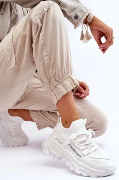 Damskie Sneakersy Skarpetkowe Wsuwane Białe Keaton