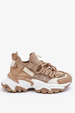 Damskie Sneakersy Skarpetkowe Wsuwane Ciemnobeżowe Keaton