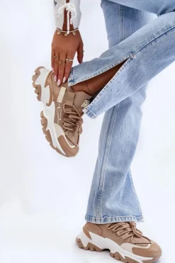 Damskie Sneakersy Skarpetkowe Wsuwane Ciemnobeżowe Keaton