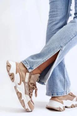 Damskie Sneakersy Skarpetkowe Wsuwane Ciemnobeżowe Keaton